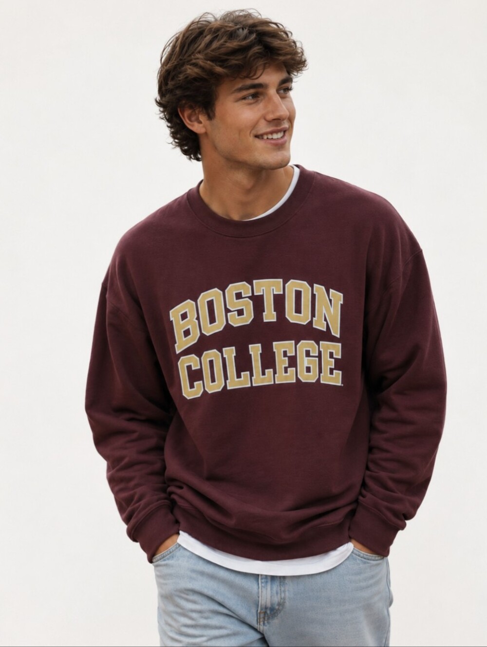 Men's Women's Unisex Boston College BC Outline Crewneck Sweater Sweatshirt XL